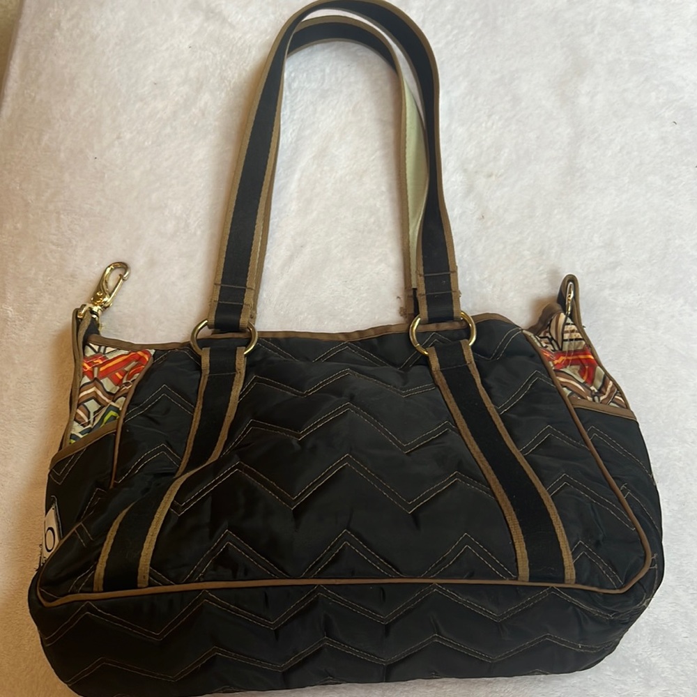 cinda b Ravinia black shoulder purse travel friendly
